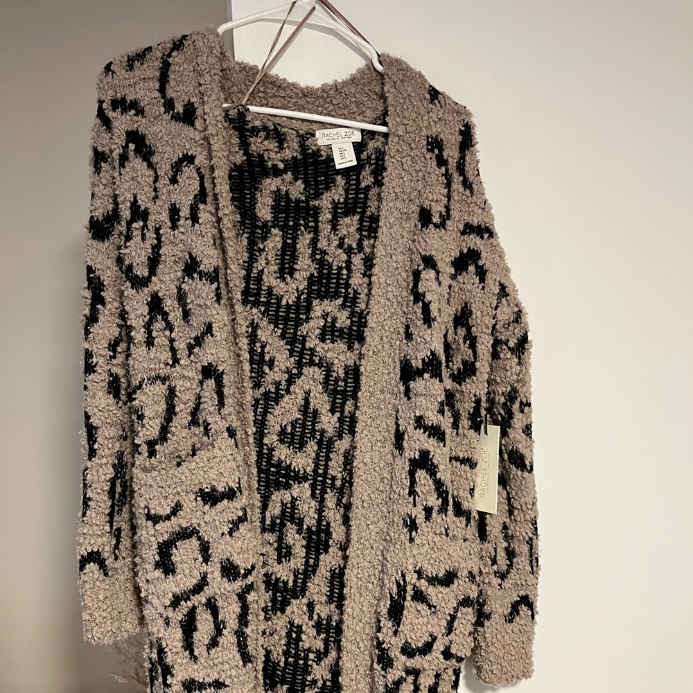 Rachel Zoe Sherpa cheetah print long cardigan
